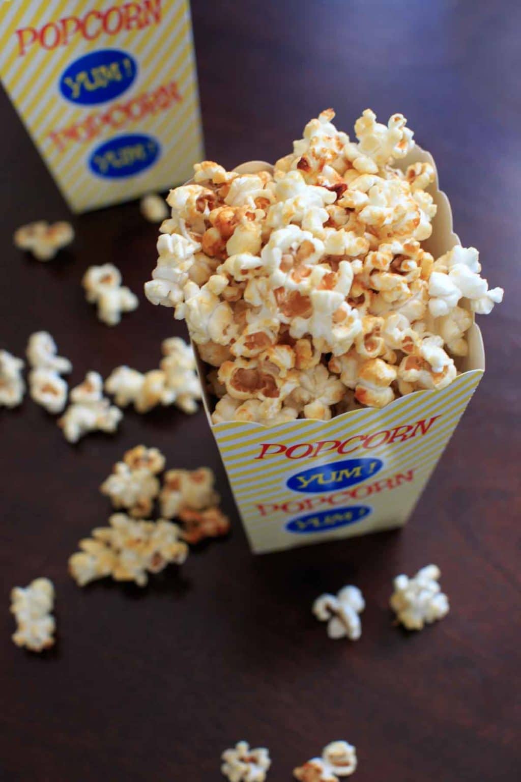 kettle corn in a popcorn snack box