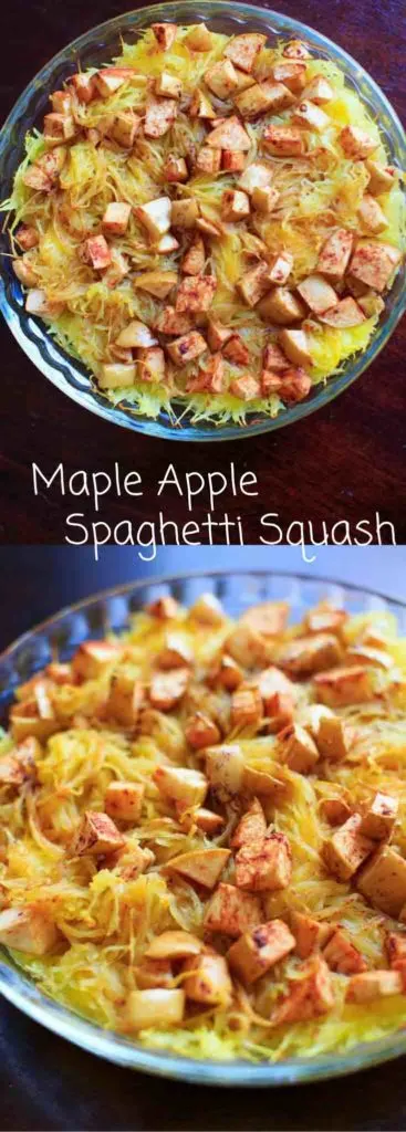 Maple Apple Spaghetti Squash Bake - a vegan friendly, gluten free veggie side dish that is great for family dinners and holidays.