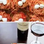 Simple Baked Spaghetti Nests - Barilla Angel Hair Pasta paired with Clos du Bois Cabernet Sauvignon red wine makes an easy and elegant dinner for entertaining.