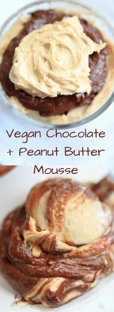 Vegan Chocolate Peanut Butter Mousse. A sweet and healthy dessert that uses avocado instead of cream.