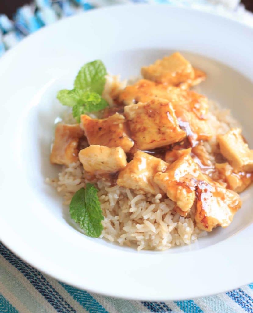 Pineapple Tofu - a vegan & gluten-free meal ready in 15 minutes with a tropical twist of pineapple and mint.