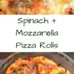 Spinach Mozzarella Pizza Rolls - a vegetarian take on this fun and simple pizza snack. Great for appetizers, dinners, and game time snacks!