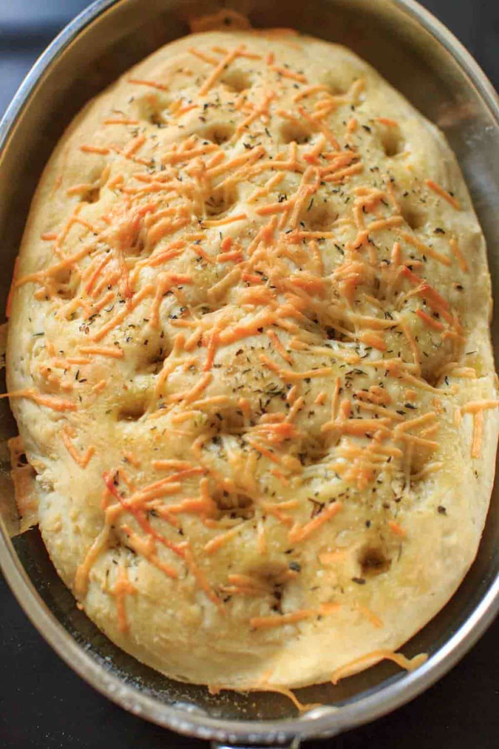 baked garlic herb focaccia bread