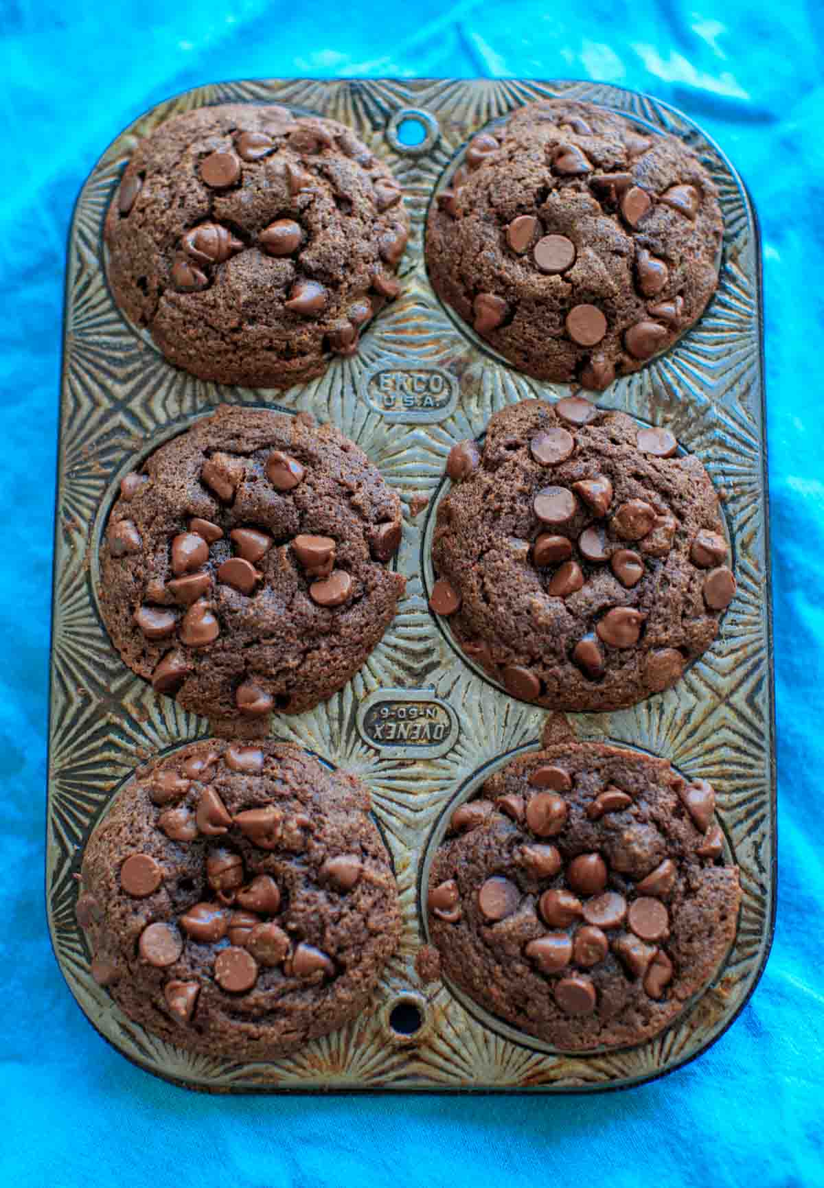 Double Chocolate Coconut Flour Muffins in 6 muffin pan