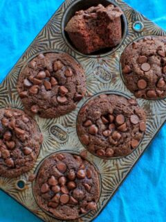 Double Chocolate Coconut Flour Muffins - naturally sweetened with no added sugar, and are a paleo friendly snack.