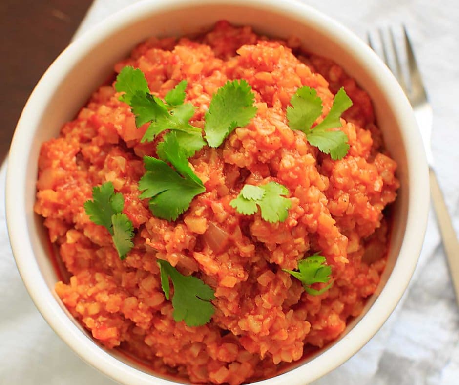 Spanish Cauliflower Rice grainfree veggie side dish
