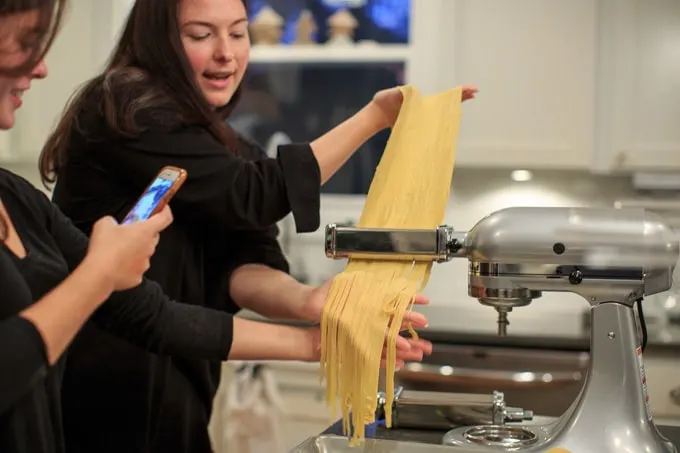 Dinner Party: How to make your own pasta from scratch. Making the noodles.