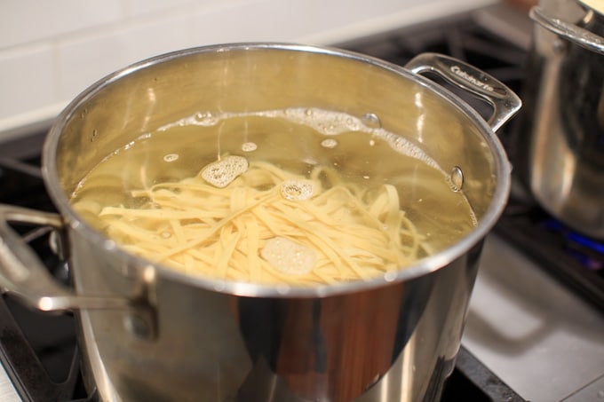 Dinner Party: How to make your own pasta from scratch. Boiling the noodles.