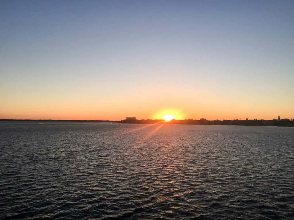 Sunset on Spiritline Dinner Cruise on Charleston Harbor April 2017