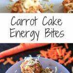 Plant based carrot cake energy bites, vegan and gluten-free. It's a quick and easy snack that's healthy but still tastes like dessert, ready in 10 minutes!