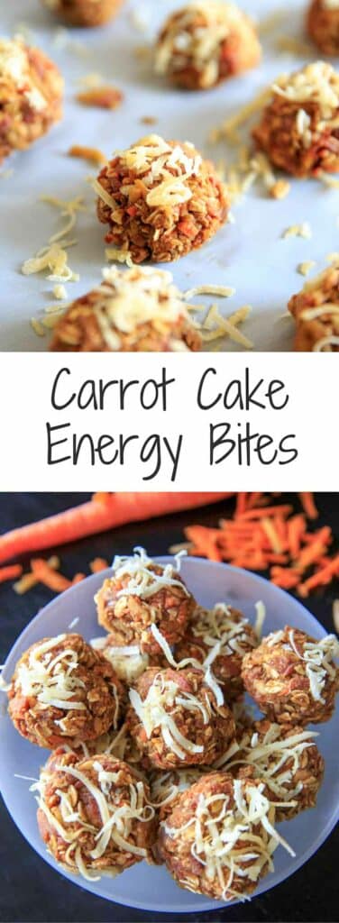 Plant based carrot cake energy bites pin