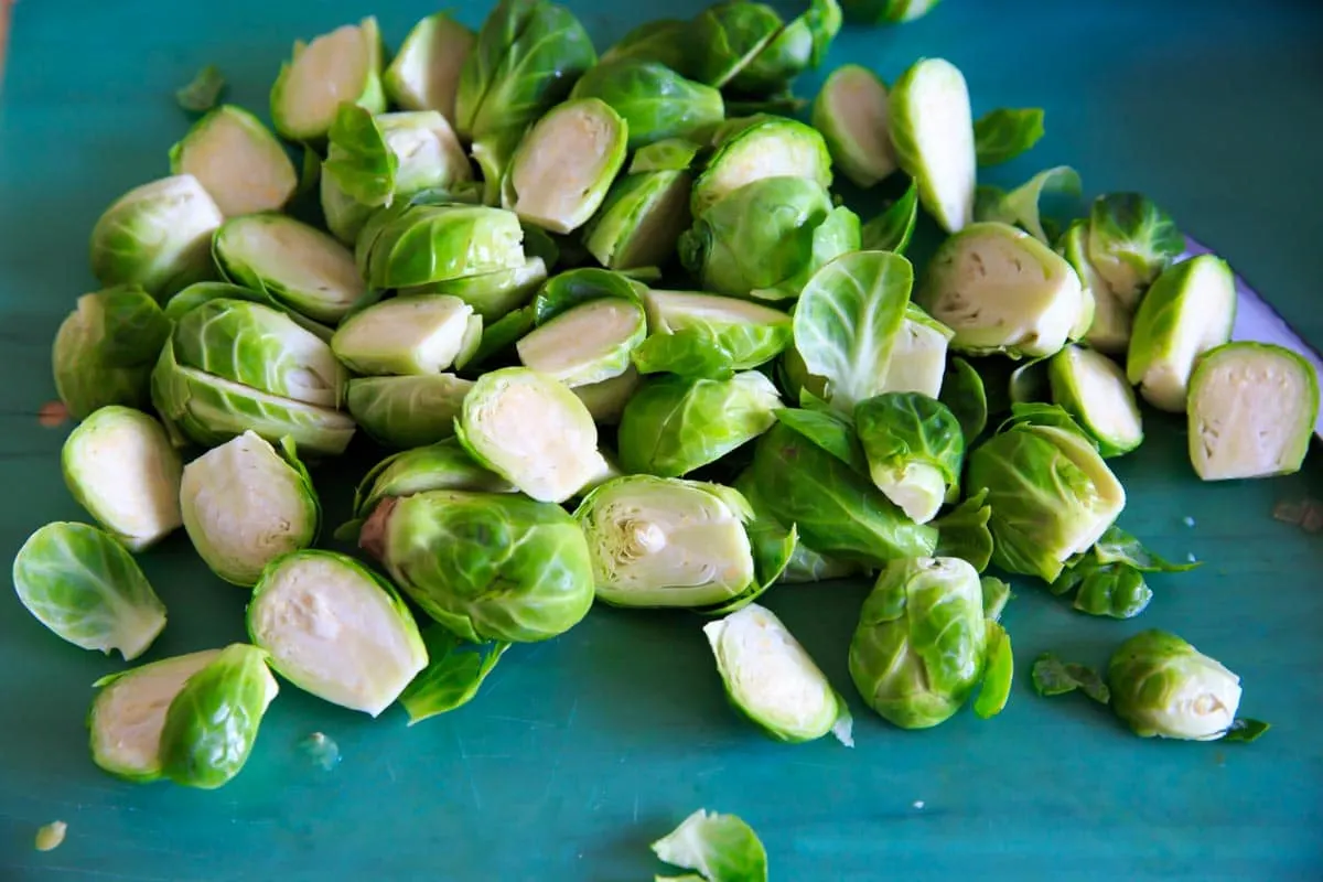 Bang Bang Brussels Sprouts. Easy and spicy side to liven up your veggies. (Pictured is raw brussels sprouts.)