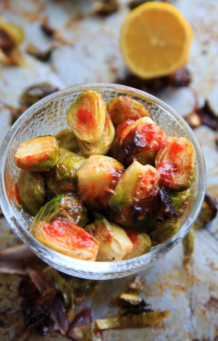 Bang Bang Brussels Sprouts. Easy and spicy side to liven up your veggies.
