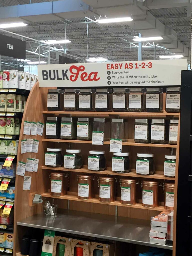 The Bulk Tea section at Earth Fare Concord