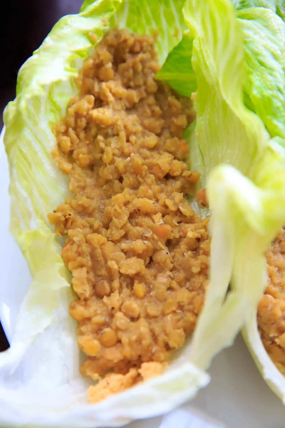 Lentil lettuce wraps with lemon garlic hummus. Healthy, easy, customizable and full of flavor!