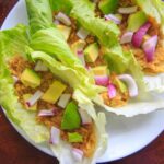 Lentil lettuce wraps with lemon garlic hummus. Healthy, easy, customizable and full of flavor!