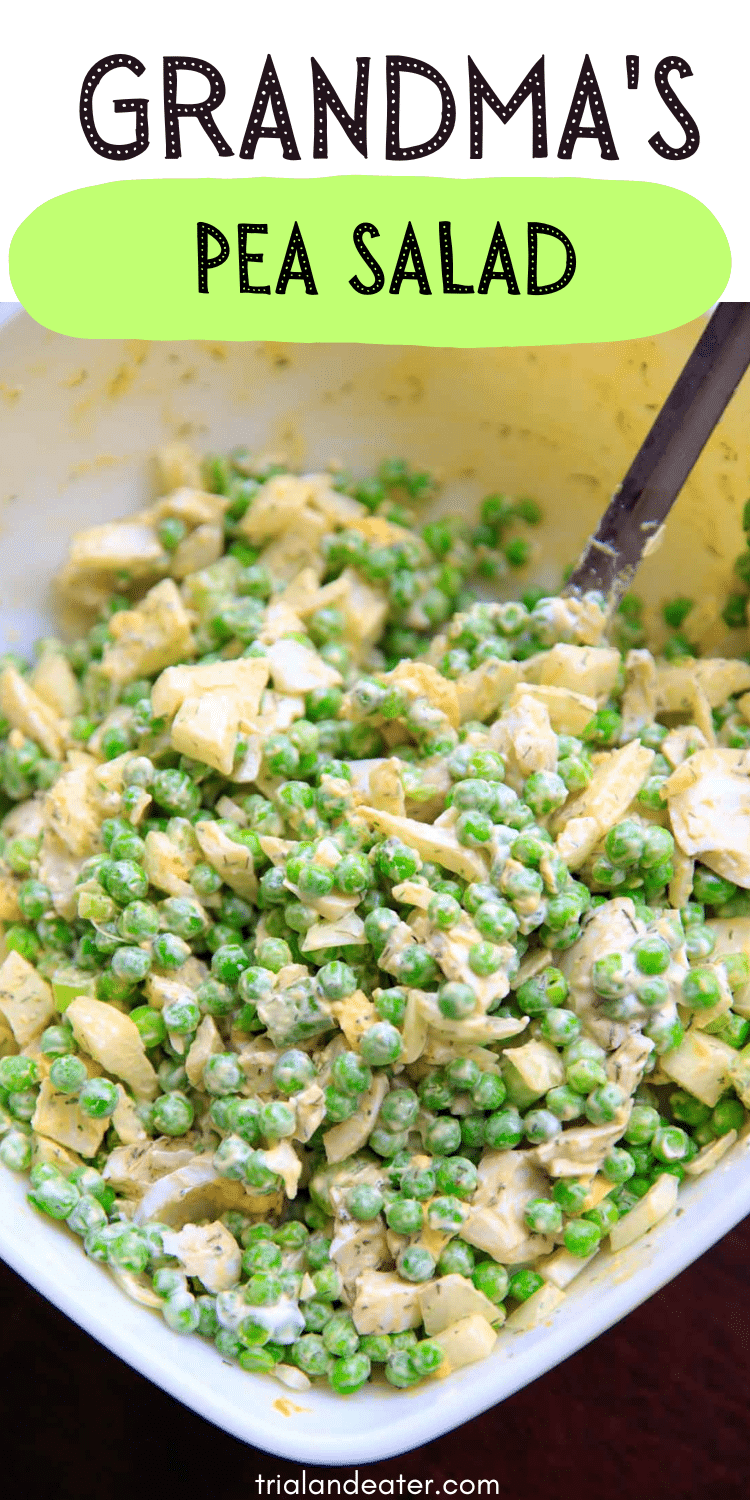 grandma's pea salad recipe pin