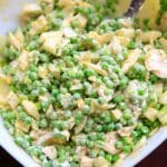 Grandma's Pea Salad with dill - this 6 ingredient, chilled salad is always a hit at potlucks or family gatherings. Includes hard-boiled eggs. Gluten-free.
