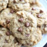 Lactation cookies with chocolate chips, oats, brewers yeast and flax meal.