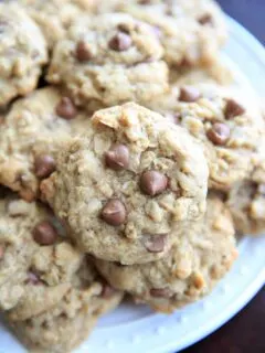 Lactation cookies with chocolate chips, oats, brewers yeast and flax meal.