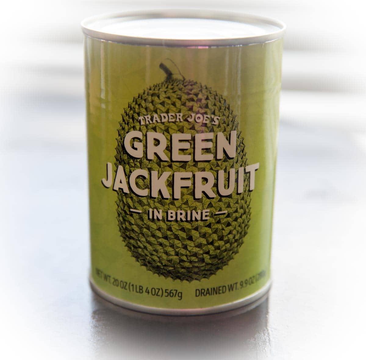 can of green jackfruit in brine from Trader Joe's