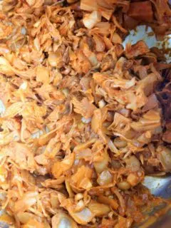 Pulled BBQ Jackfruit - cooking, after pulling
