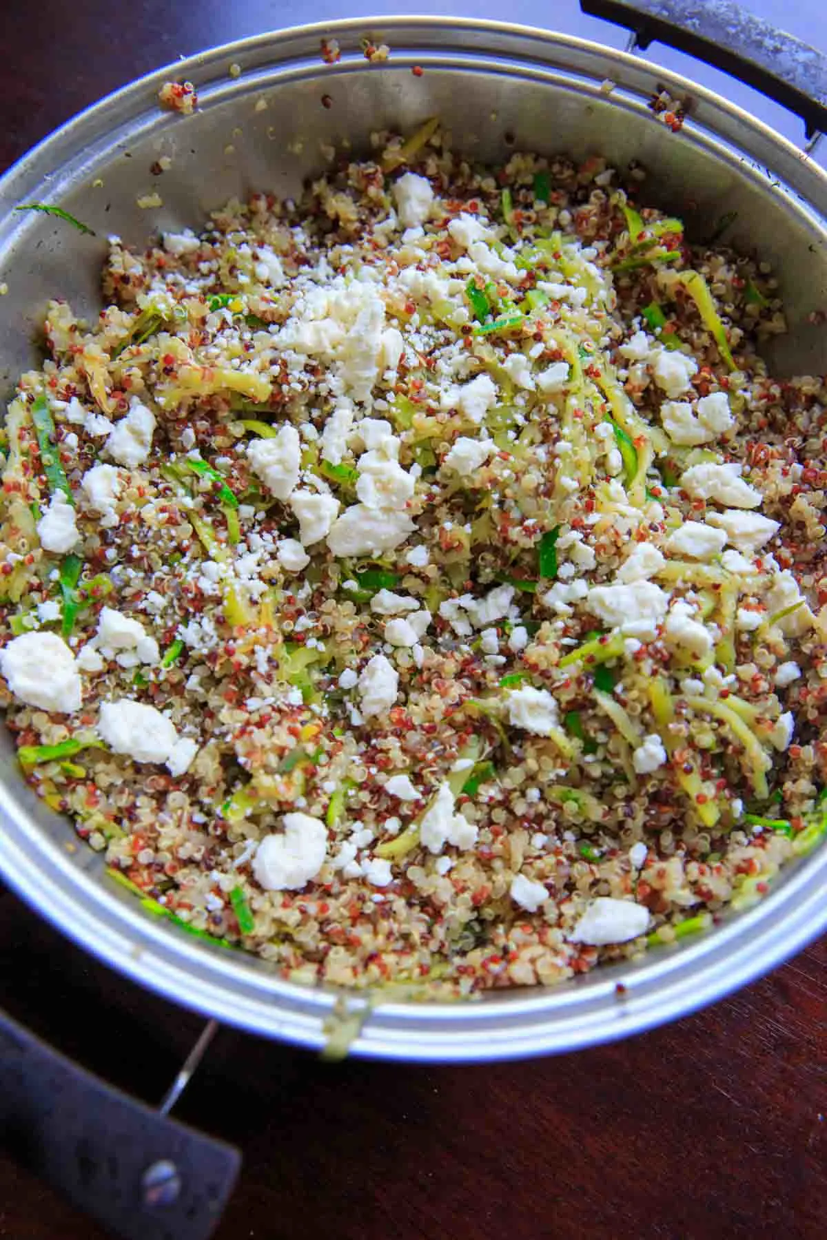 Spiralized Zucchini Quinoa Tomato Salad. Eat as a side or a meal, cold or hot! Healthy, vegetarian, delicious.