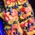 Summer Berry Stuffed French Toast Casserole Bake. Stuffed with cream cheese, fruit jam, strawberries and blueberries and topped with more berries! Serve with a sprinkle of powdered sugar and/or maple syrup if desired. Breakfast or brunch is served!