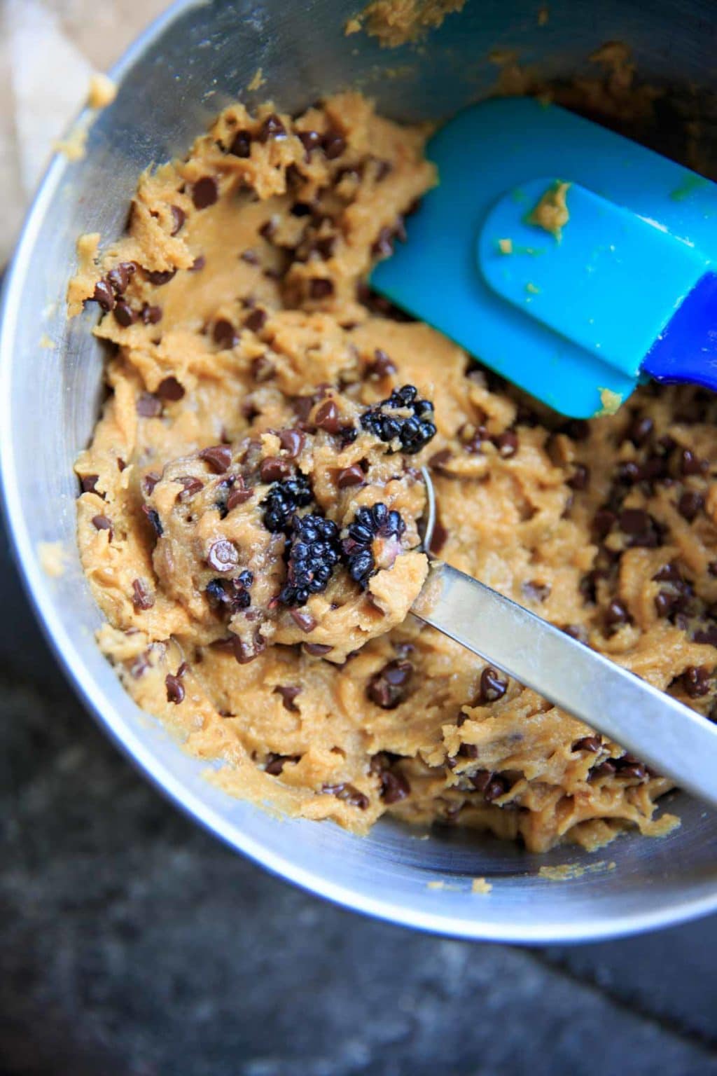 Blackberry Lavender Chocolate Chip Cookies - a unique twist on the classic with some fruit and dried lavender. Perfect dessert in summertime!