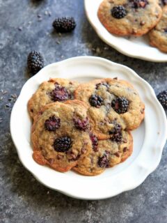 Blackberry Lavender Chocolate Chip Cookies - a unique twist on the classic with some fruit and dried lavender. Perfect dessert in summertime!