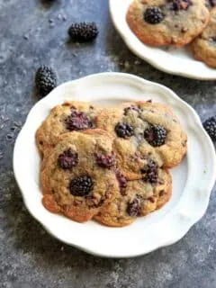 Blackberry Lavender Chocolate Chip Cookies - a unique twist on the classic with some fruit and dried lavender. Perfect dessert in summertime!