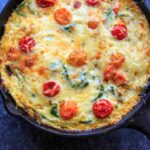 Zucchini Spinach Frittata with Mini Heirloom Tomatoes. Quick and easy meal to whip up for brunch or breakfast for dinner!