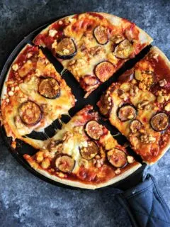 Honey Fig Pizza with Feta Cheese and Walnuts - sweet spin on pizza night!