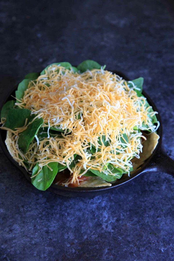Sweet and Spicy OvenBaked Skillet Spinach Nachos