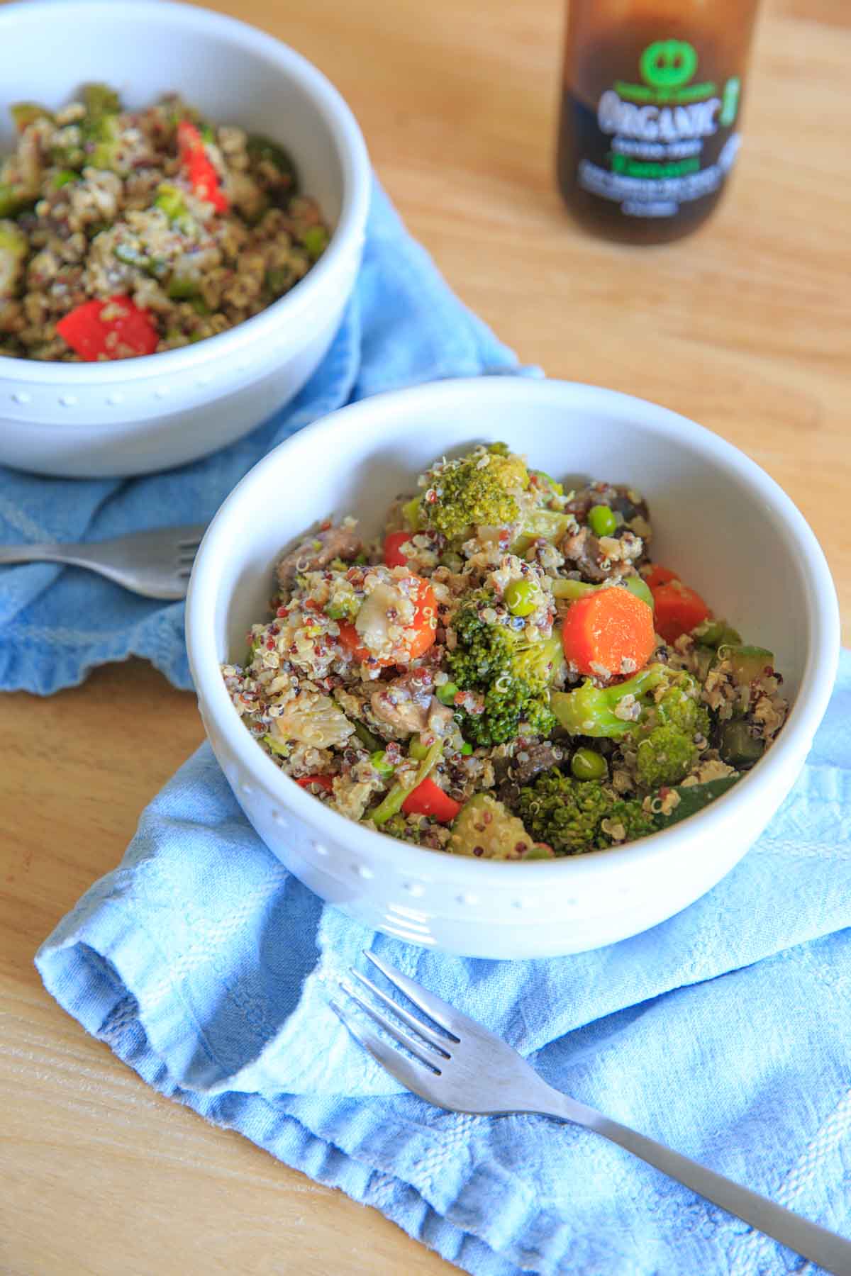 Veggie Loaded Quinoa Fried "Rice." A delicious dinner packed with vegetables and full of flavor!