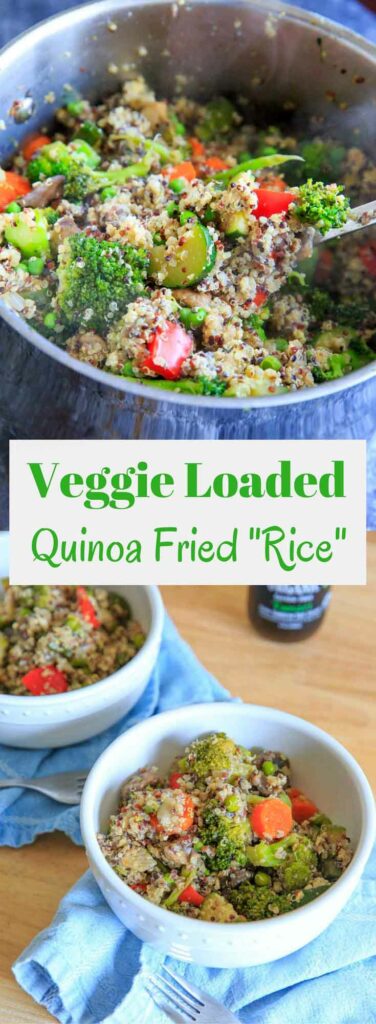 Veggie Loaded Quinoa Fried "Rice." A delicious gluten-free, vegetarian dinner full of vegetables and flavor!