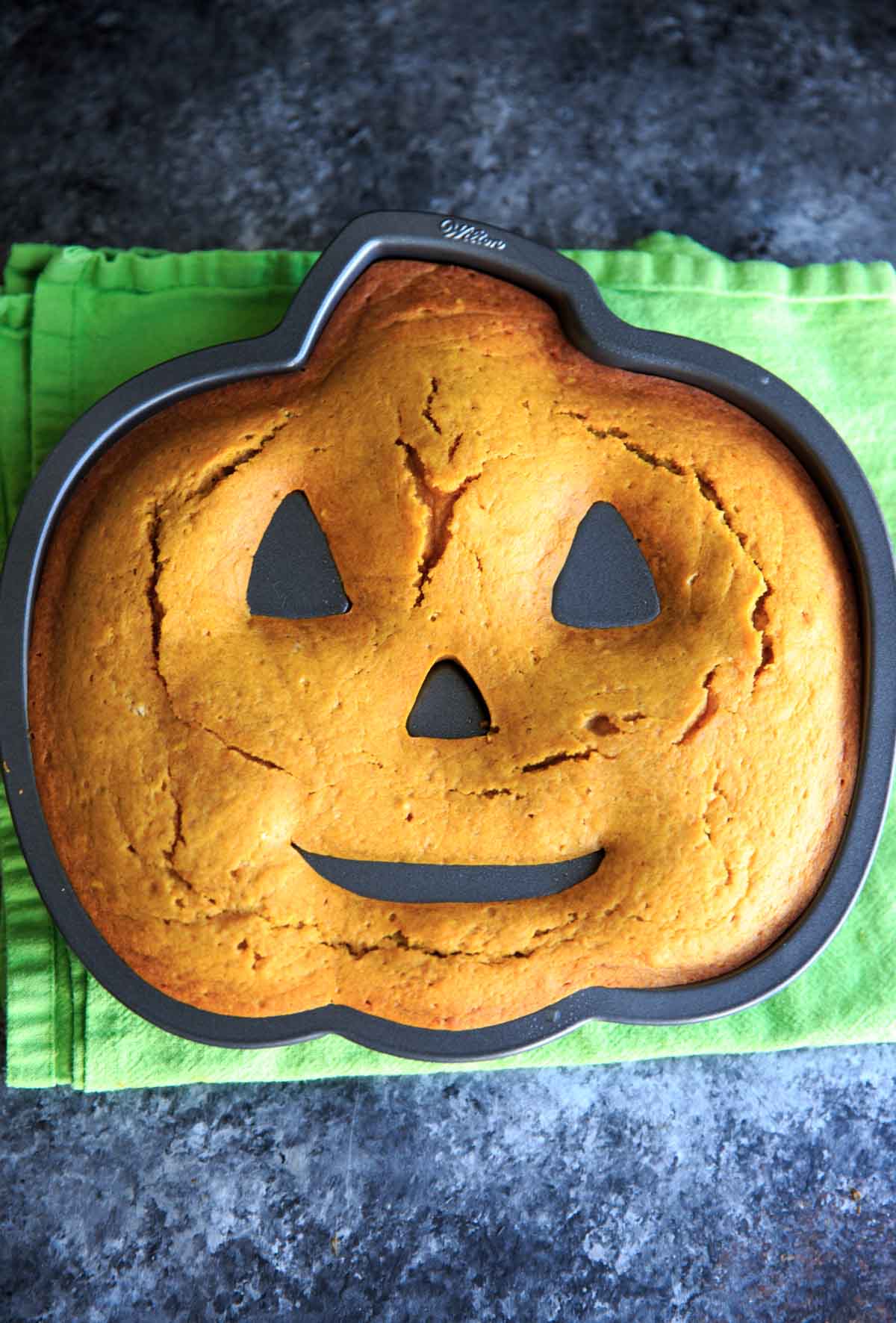 Pumpkin Cake with Pumpkin Cream Cheese Icing - after baking in pan