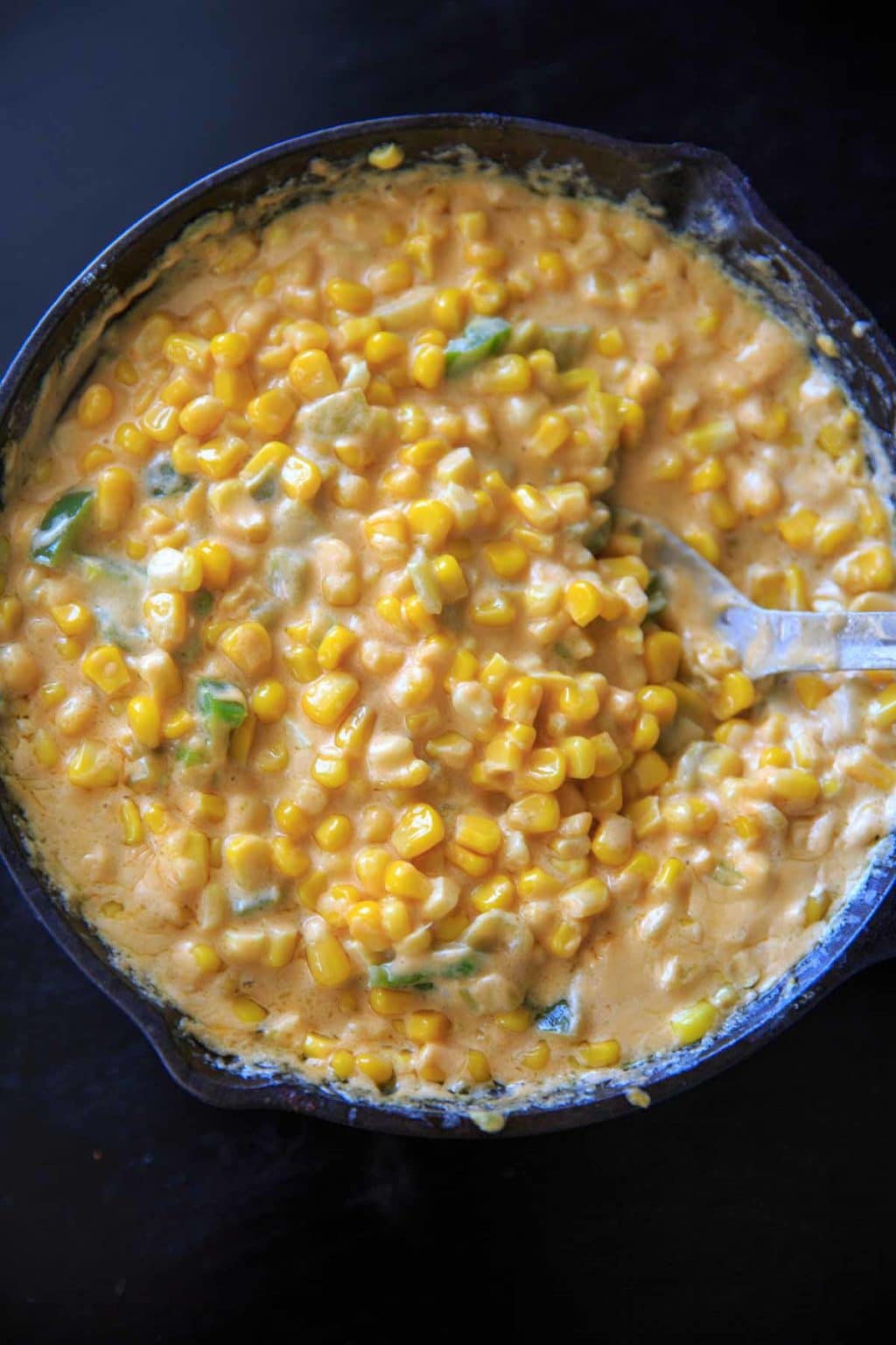 Creamy Spicy Hot Corn Dip in cast iron skillet