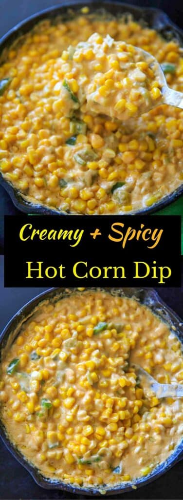 Stove-Top Creamy Spicy Hot Corn Dip makes a great appetizer for parties or game day, and is ready in 15 minutes with only 6 ingredients. Addicting and delicious!