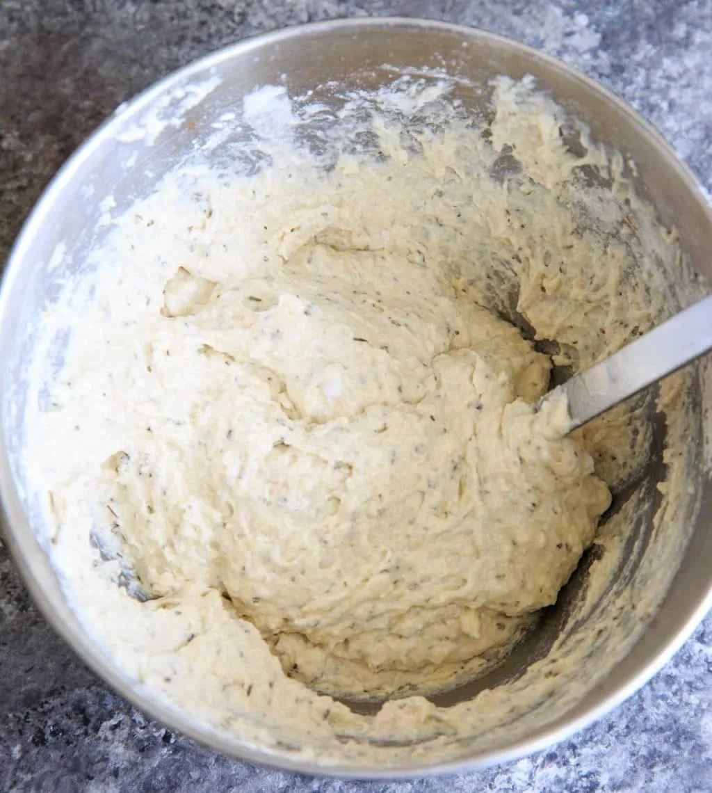 One bowl Vegan Herb Drop Biscuits. Perfect with soup, easy to throw together. 