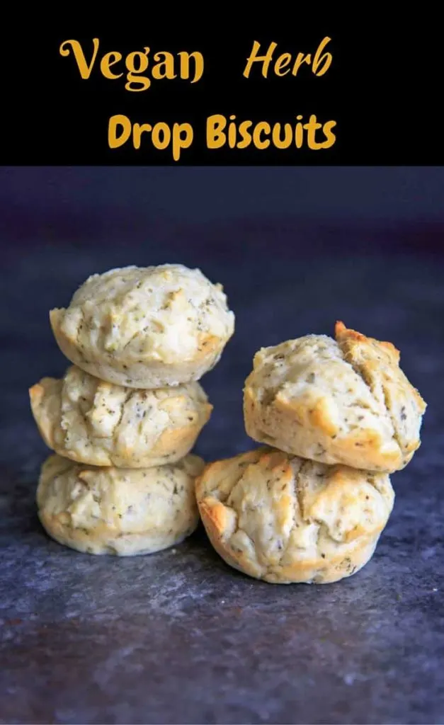 One bowl Vegan Herb Drop Biscuits. While not the same as flaky buttermilk non-vegan biscuits, these are perfect with soup and easy to throw together. 