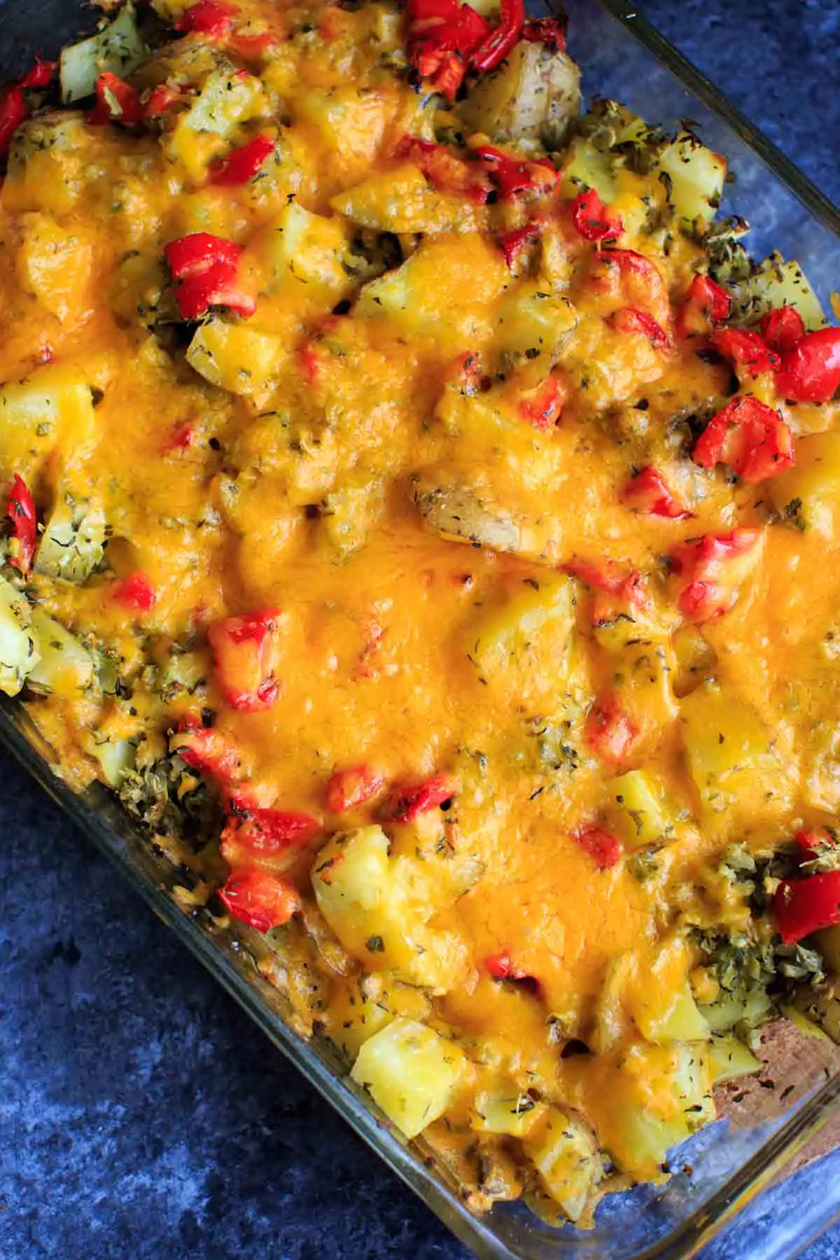 portrait of baked potato casserole dish