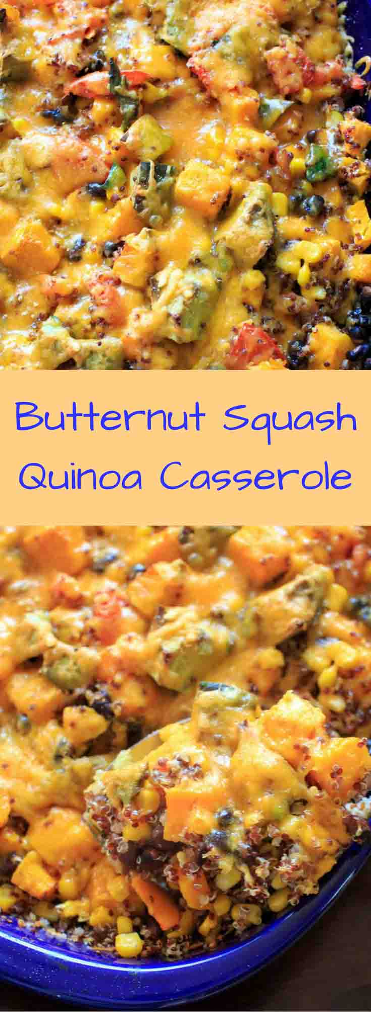 Butternut squash quinoa casserole pin
