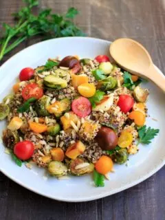 Fall Quinoa Salad with Brussels Sprouts, Butternut Squash, Tomatoes and Parsley