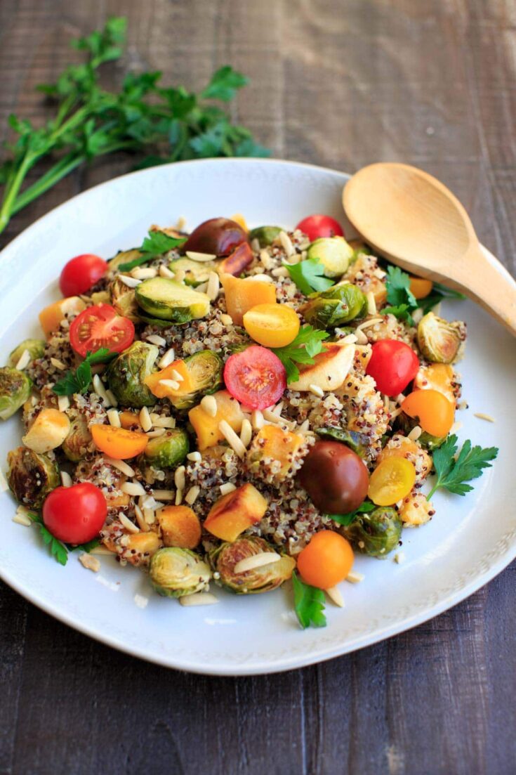 Fall Quinoa Salad with Brussels Sprouts, Butternut Squash, Tomatoes and Parsley