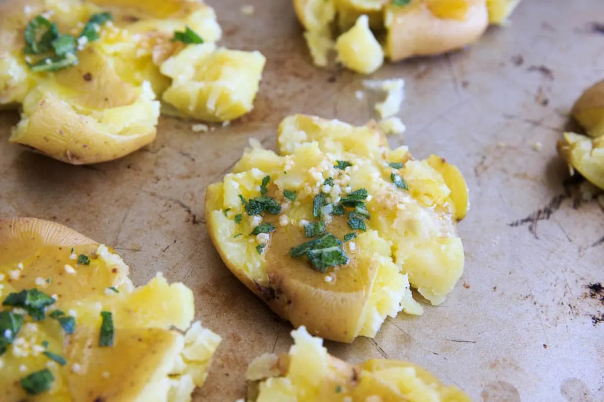 Garlic Sage Smashed Potatoes