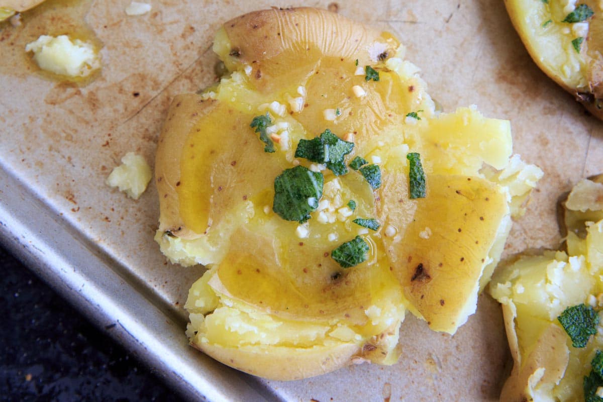 Garlic Sage Smashed Potatoes