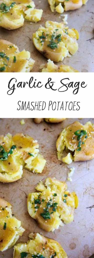 Garlic Sage Smashed Potatoes are a great side item at your dinner table. A customizable version of mashed potatoes that everyone will love. Vegan friendly, gluten-free.