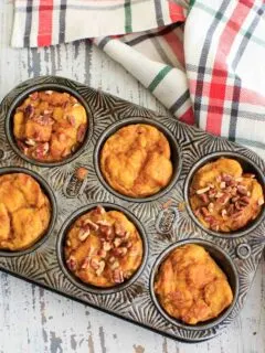 Pumpkin French Toast Muffin Cups in muffin tin
