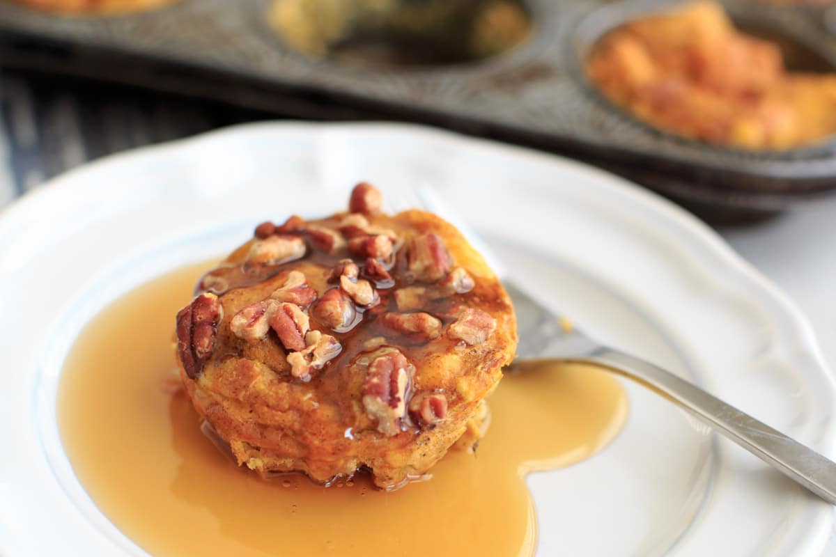 Pumpkin French Toast Muffin Cups with syrup